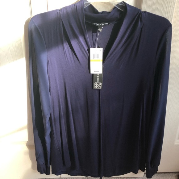 NWT midnight blue blouse sz S - Picture 2 of 5